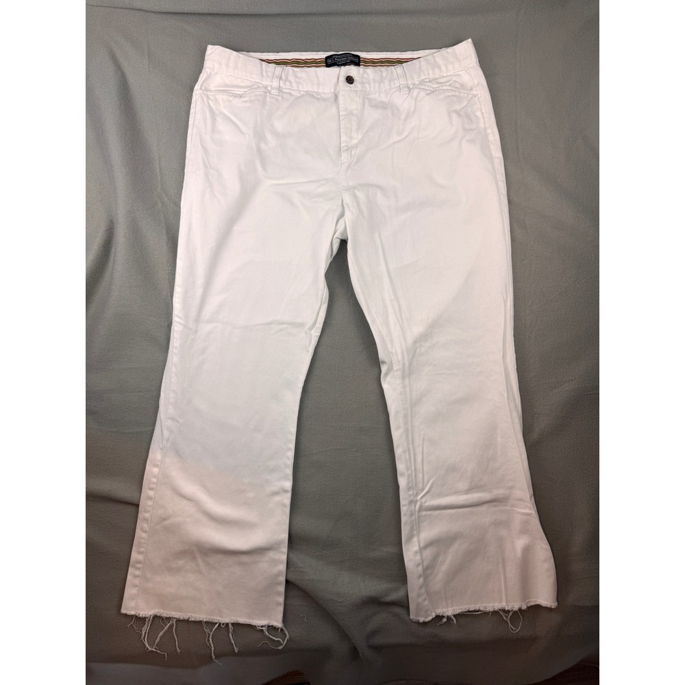 J. Peterman White Raw Hem Cropped Jeans Women's Size 16 Wide Leg Denim
